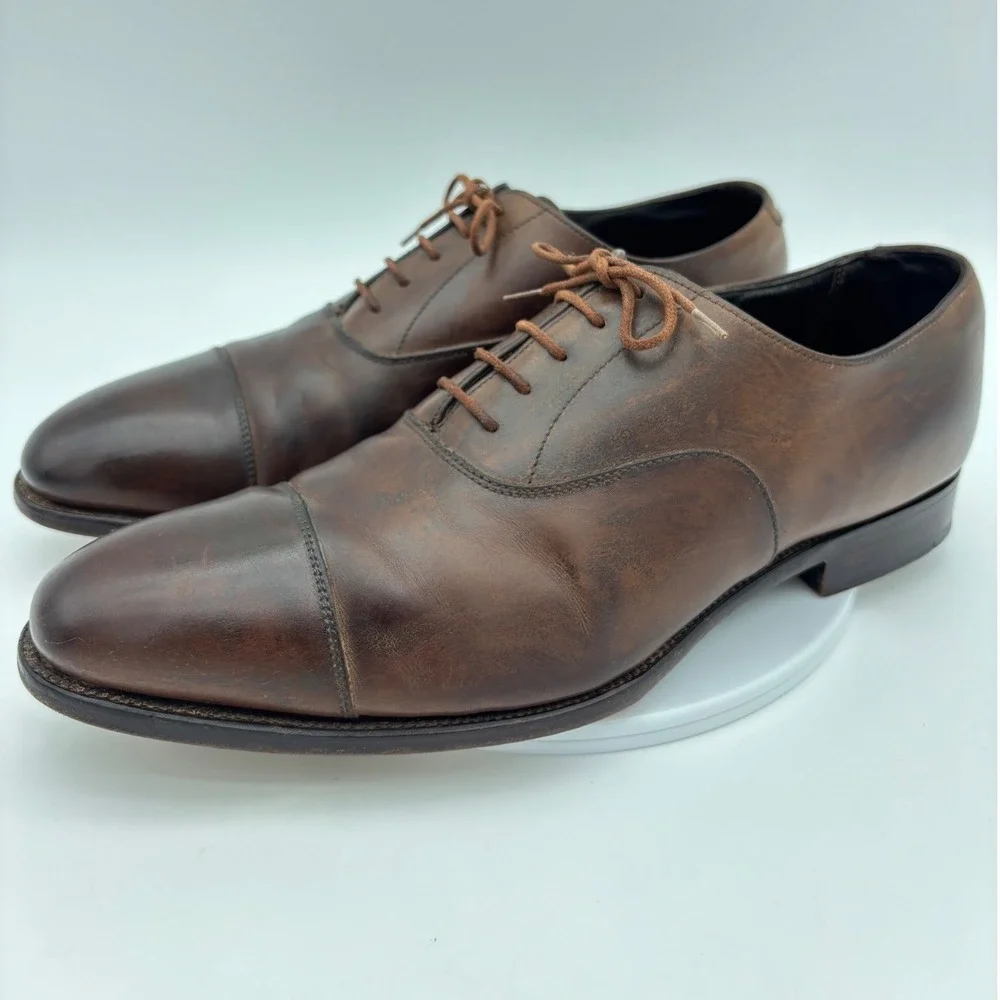 SID MASHBURN Mens Dress Shoes Dark Brown Leather‎ Cap Toe Oxford England 10.5